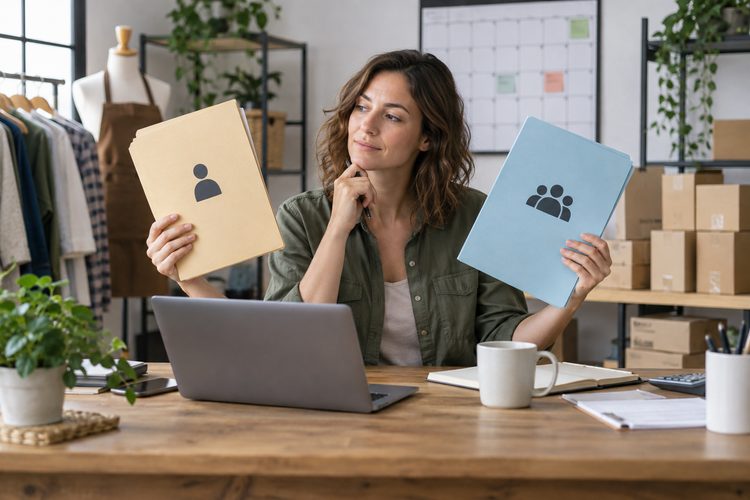 Business owner comparing bookkeeping support needs