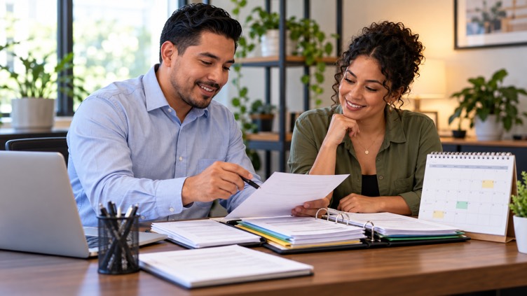 Bilingual EXCOL accountant helping a small business owner