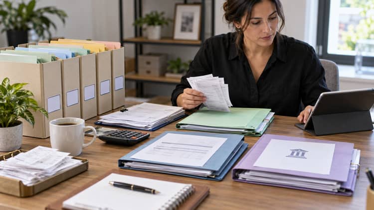 Organized financial audit documents and secure digital records